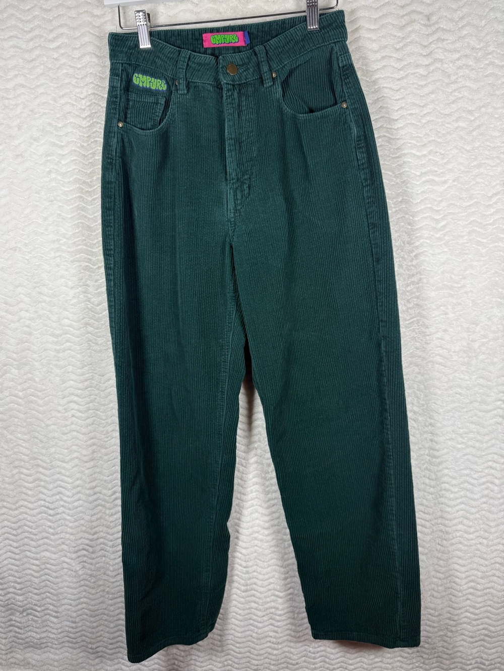 Empyre Green Corduroy Pants with Pink Branded Tag